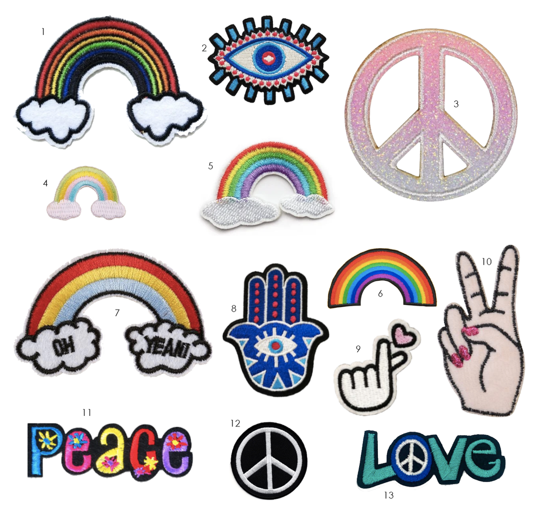 RAINBOWS, PEACE AND LOVE PATCHES